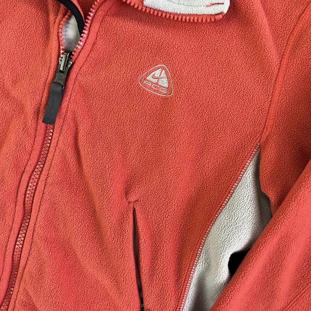 Nike ACG Fleece Jacket Womens XS‎ Red Therma-Fit Full Zip Outdoor Hiking Warm